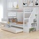 preview thumbnail 1 of 23, Modern & Simple Style Twin over Twin Bunk Bed with Trundle,Solid Wood Convertible Bed with Storage Staircase White