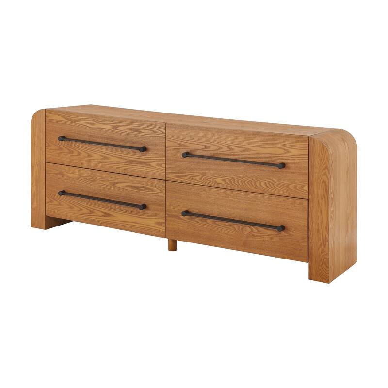 Christopher Knight Home - Nova Contemporary Natural Ash Veneer 4-Drawer Dresser with Sleek Black Handles
