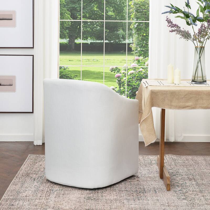 KINWELL 25" Performance Fabric Upholstered Rolling Dining Armchair