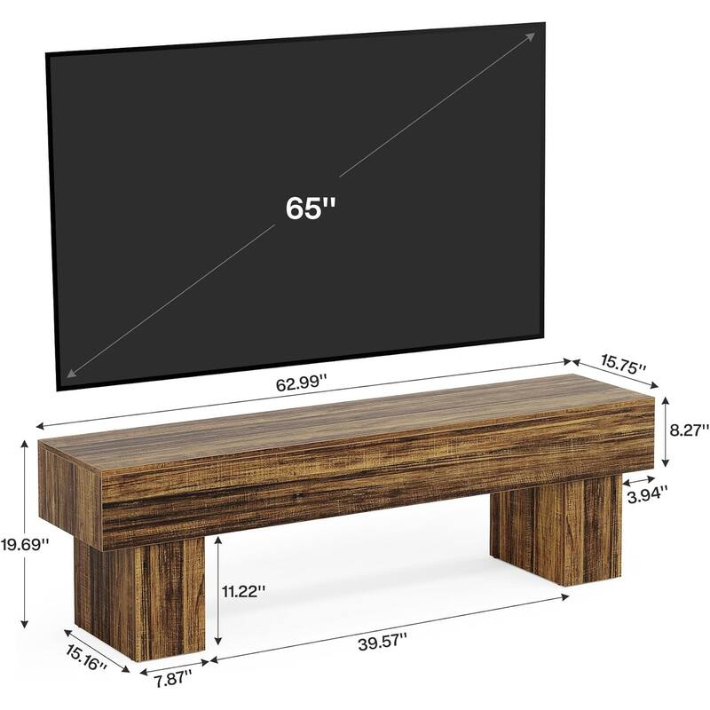 63" TV Stand, Farmhouse Media Console Entertainment Center for 55/60/65 Inch - 62.99" W x 15.74" D x 19.68" H