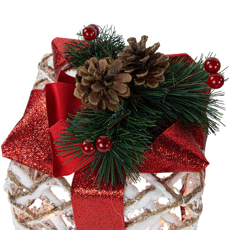 Set of 3 Lighted White Rope Gift Box Christmas Decorations 9.75"