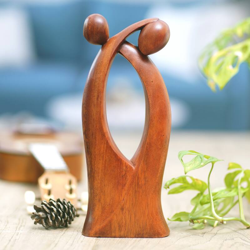 Novica Handmade Wedding Embrace Wood Sculpture