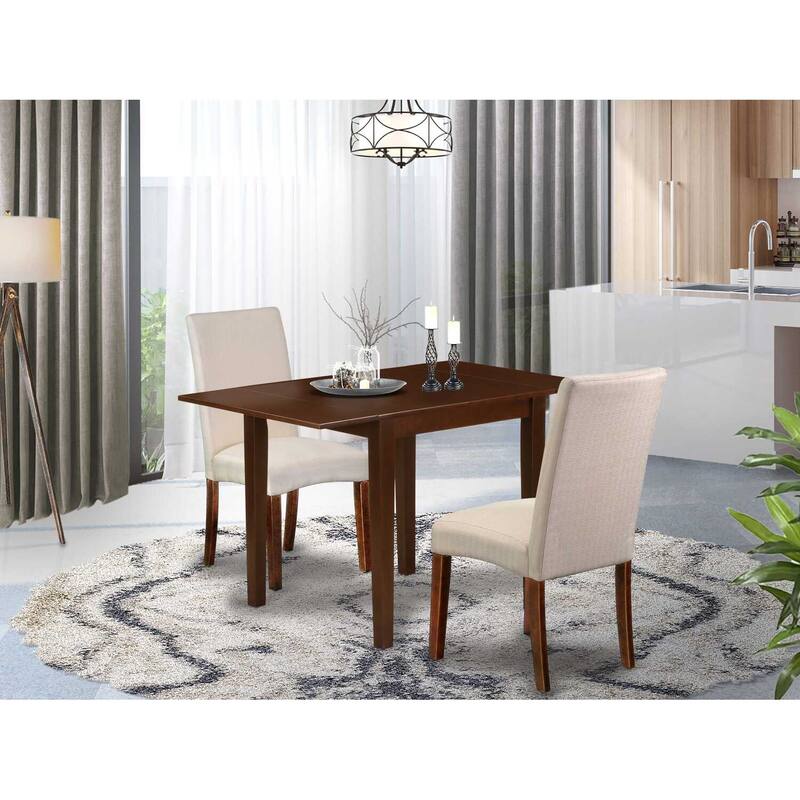 HomeStock 3-Piece Mahogany Finish Solid Wood Top Dining Table Set