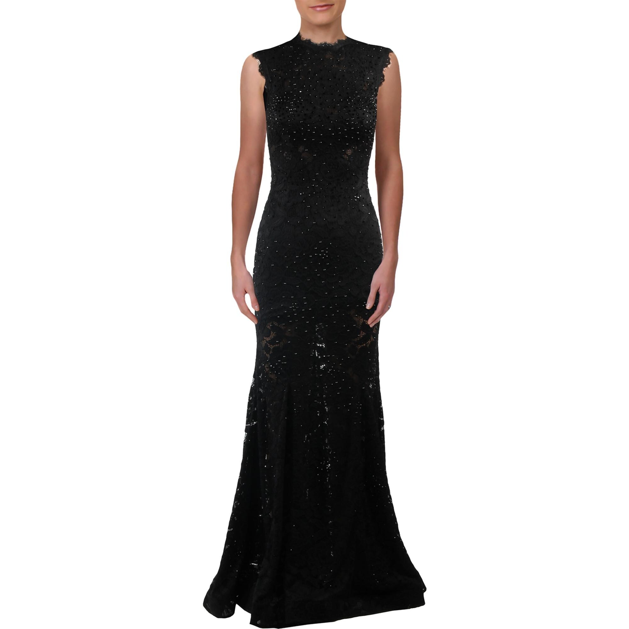 aqua embellished lace gown