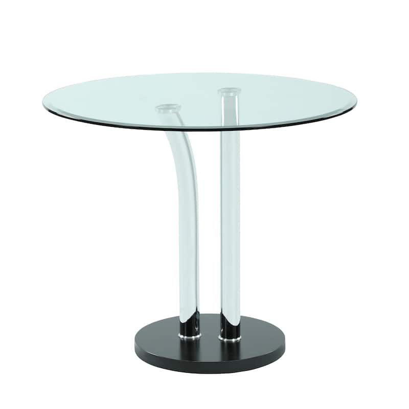 Somette Tina 36" Round Glass 5-Piece Dining Set with Black Chairs