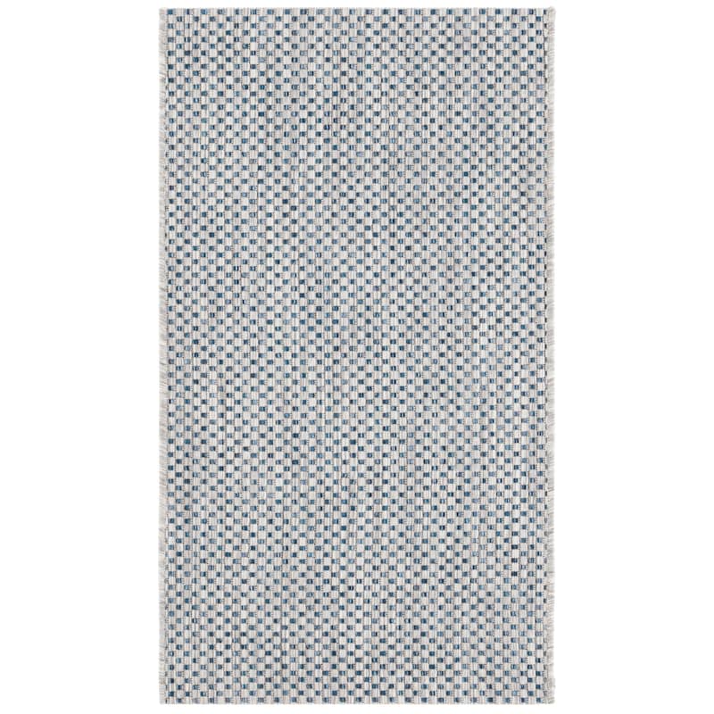 SAFAVIEH Courtyard Begajeta Indoor/Outdoor Waterproof Patio Backyard Rug. - 2' x 3'7" - Grey/Navy