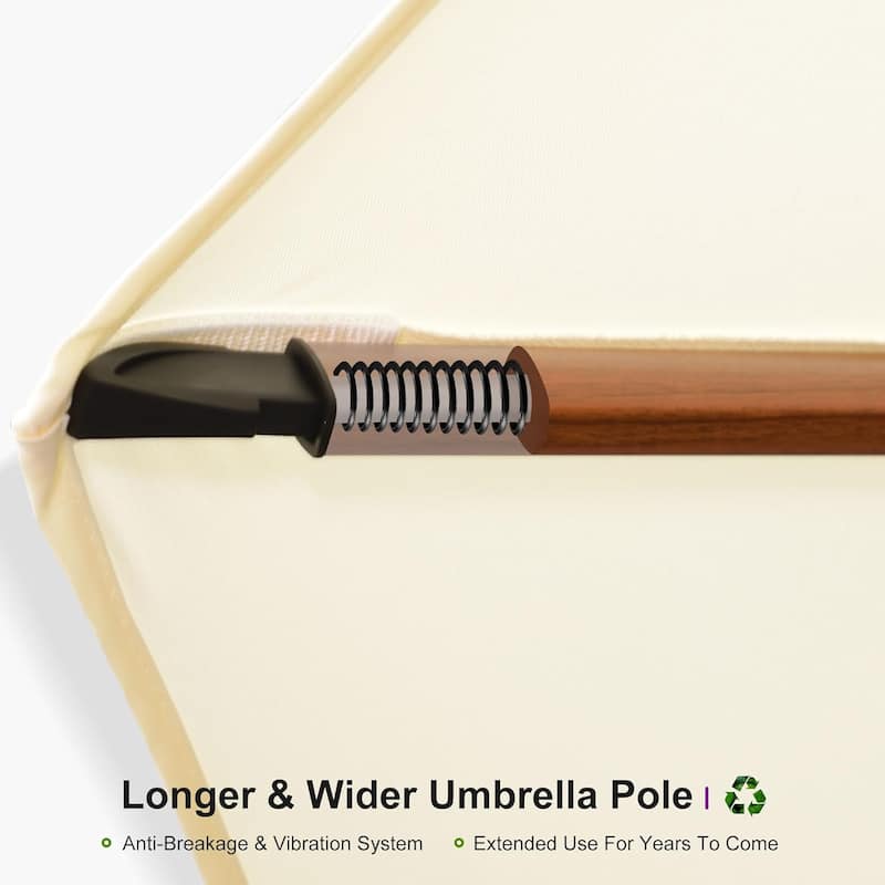 PURPLE LEAF Double Top10/11/12/13ft Round Patio Cantilever Umbrella in Wood Color