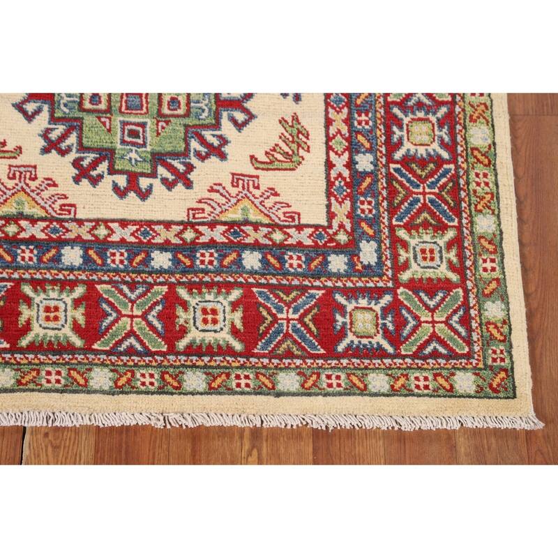 Geometric Kazak Oriental Accent Rug Handmade Wool Carpet - 3'2" x 5'0"
