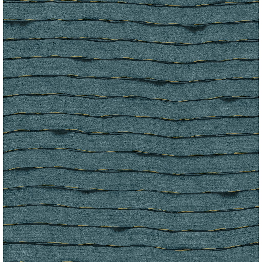 Sarah + Ruby Naia Blue Horizontal Wavy Lines Wallpaper