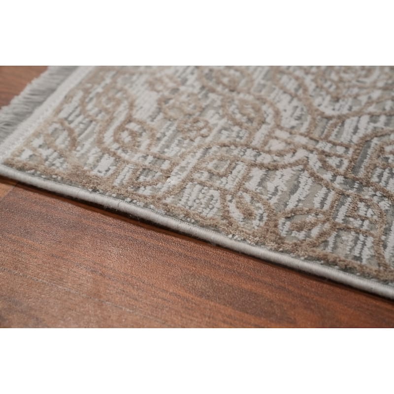 Machine Made Oriental Polyester Carpet Modern All-Over Beige & Ivories Gabbeh Area Rug - 7' 5'' X 5' 2''