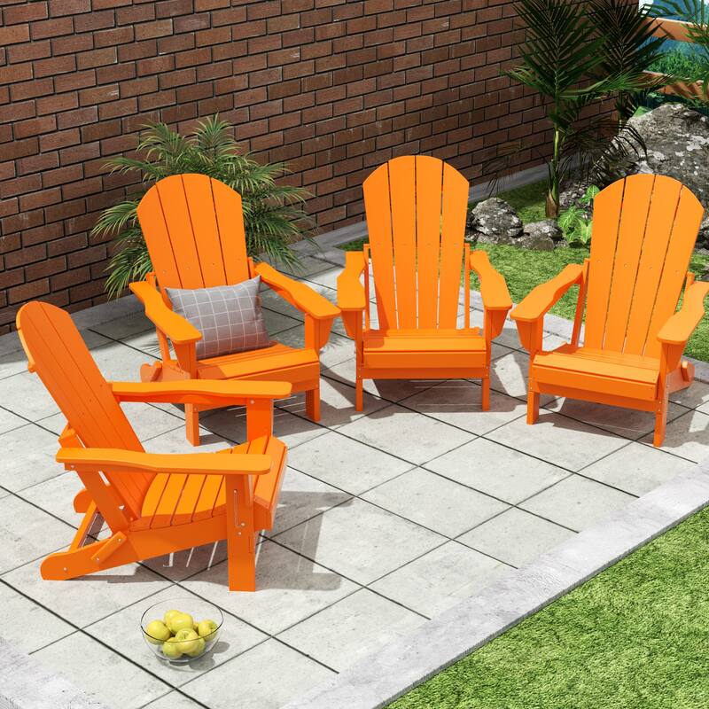 POLYTRENDS Laguna All Weather Poly Outdoor Adirondack Chair - Foldable (Set of 4) - Orange