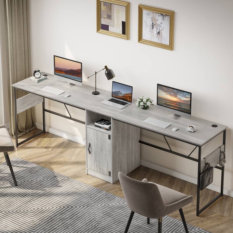 60'' L Shaped Desk with Storage Cabinet Office Computer Desk