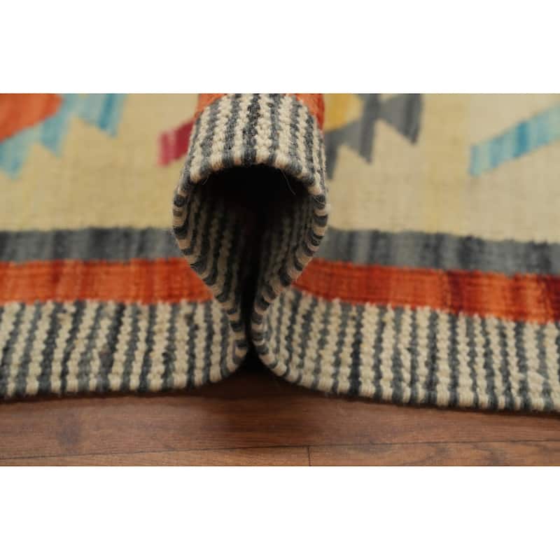 Hand Woven Southwestern Wool Multi-Colored Geometric Area Rug - 9' 10'' X 6' 6''