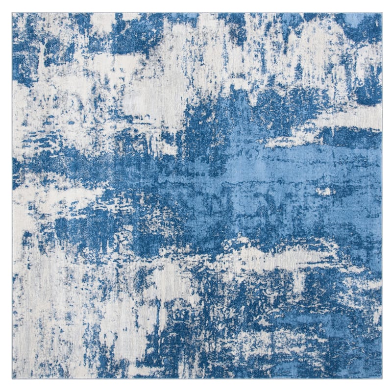 SAFAVIEH Jasper Maleah Modern Abstract Rug - 5' x 5' Square - Blue/Ivory