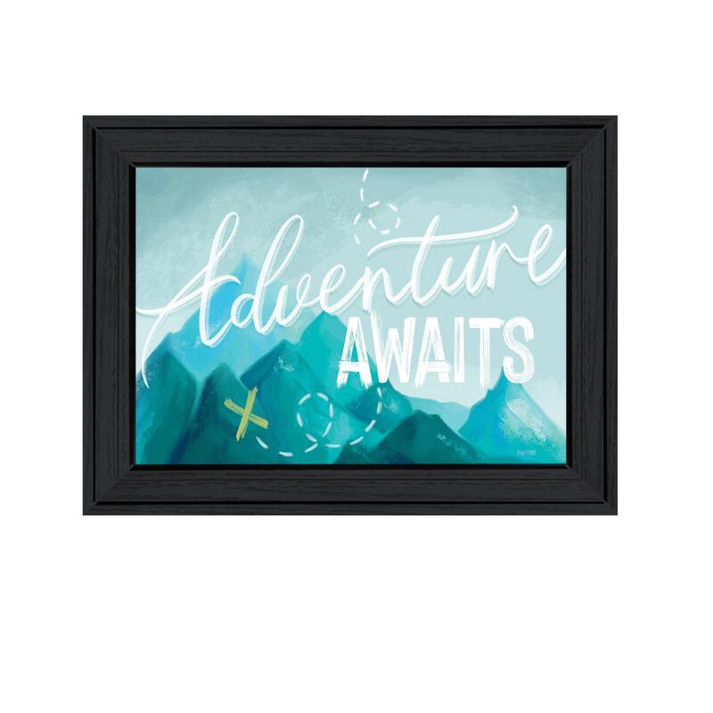 TrendyDecor4U "Adventure Awaits II" Framed Print Wall Art - Charcoal