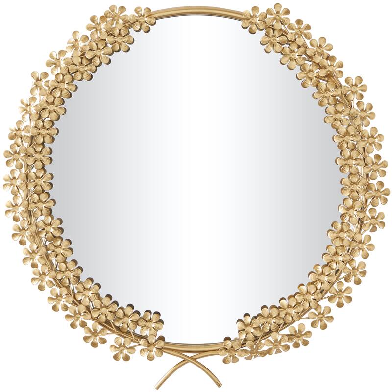CosmoLiving by Cosmopolitan Gold Metal 3D Floral and Leaf Wall Mirror