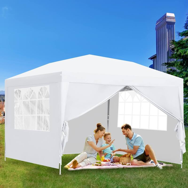 Ainfox 10'x10' Pop Up Canopy Tent Outdoor Commercial Instant Gazebos Portable Shelter Canopies - White