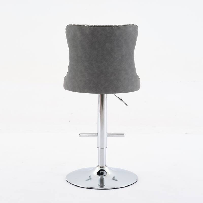 Set of 2 Swivel Velvet Tufted Adjusatble Seat Height Barstools