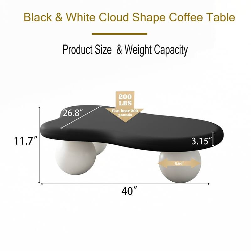 Cloud Shaped Coffee Table with 3 Ball Legs