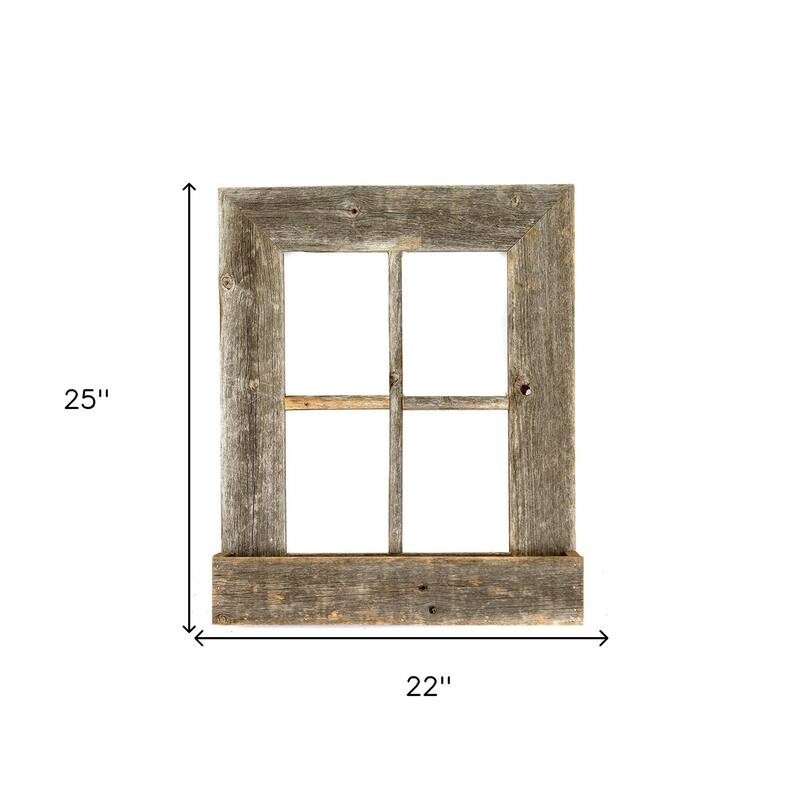 HomeRoots 25" X 22" Gray Weathered Wood Window Frame With Planter