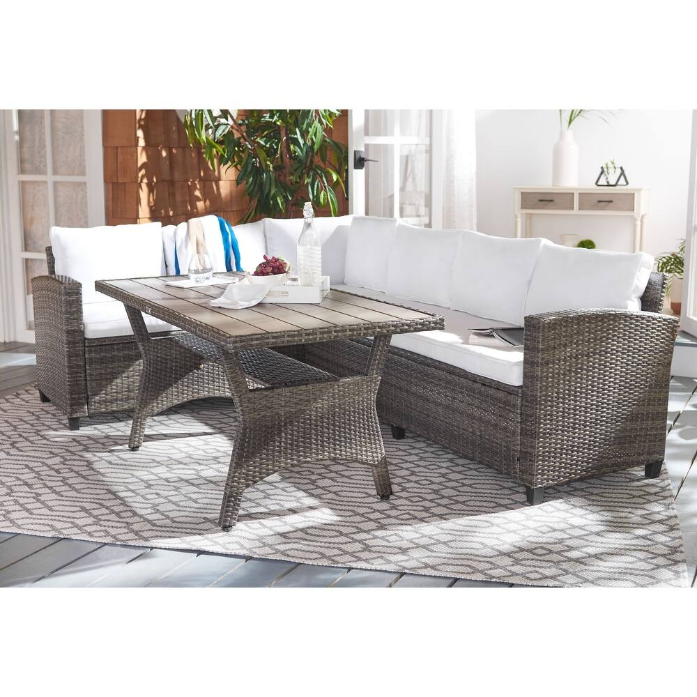 SAFAVIEH Outdoor Patio Furniture Jovita 3-Piece Sectional Set - 71"W x 27"D x 29"H