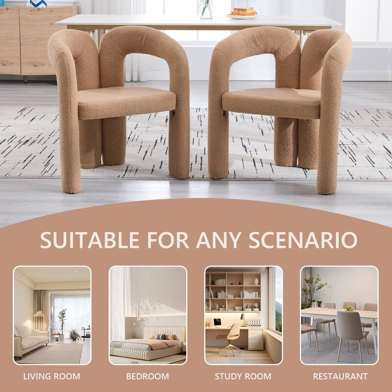 HOMEFUN Teddy Fabric Upholstered Wood Frame Contemporary Designed Dining Side Chair（set of 2）