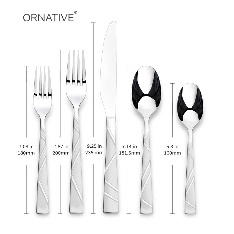 Ornative JONAH Sand Finish 20 Pieces Flatware Set - 10.63" H x 6.69" W x 2.76" D