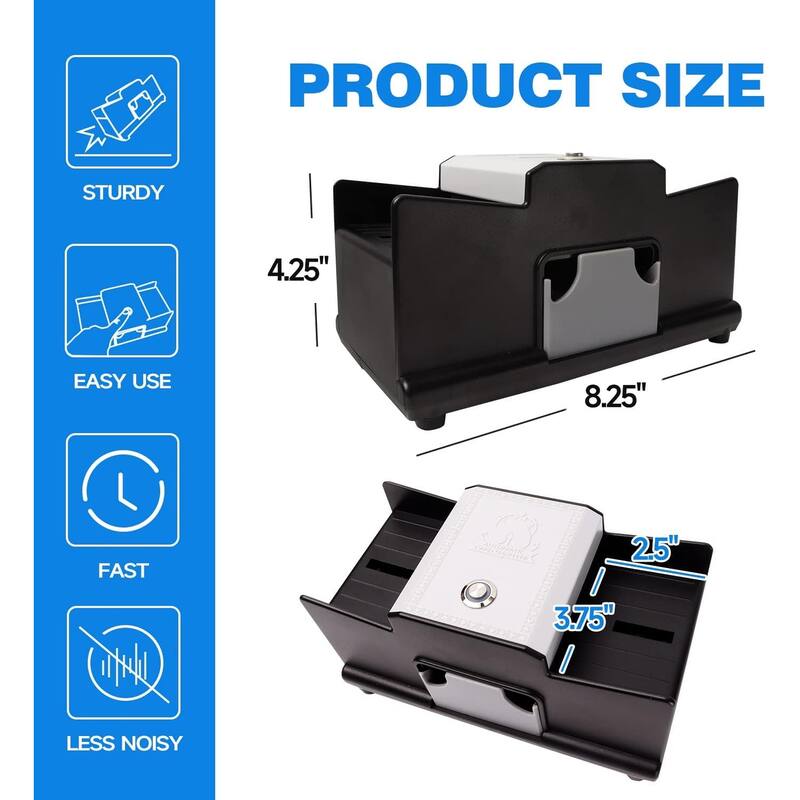GSE™ 2-Deck PRO Casino Automatic Card Shuffler, AC/DC-Power/Battery-Operated Electric Shuffler Machine for Card Games