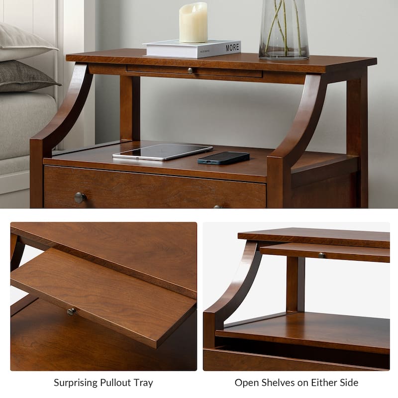 Jennifer 2 - Drawer Nightstand with Built-In Outlets and Pull-out Tray Set of 2 by HULALA HOME