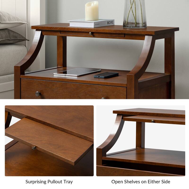 Jennifer 2 - Drawer Nightstand with Built-In Outlets and Pull-out Tray by HULALA HOME