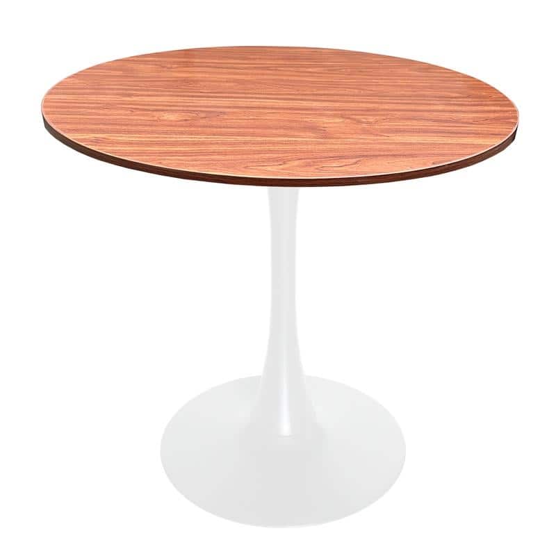 Bristol 36" Round Dining Table for 4 with MDF Top and Modern White Iron Base for Kitchen & Dining Room - Cognac Brown