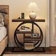 preview thumbnail 36 of 46, Industrial 4-tier Wood Narrow Side End Table with Storage Shelves