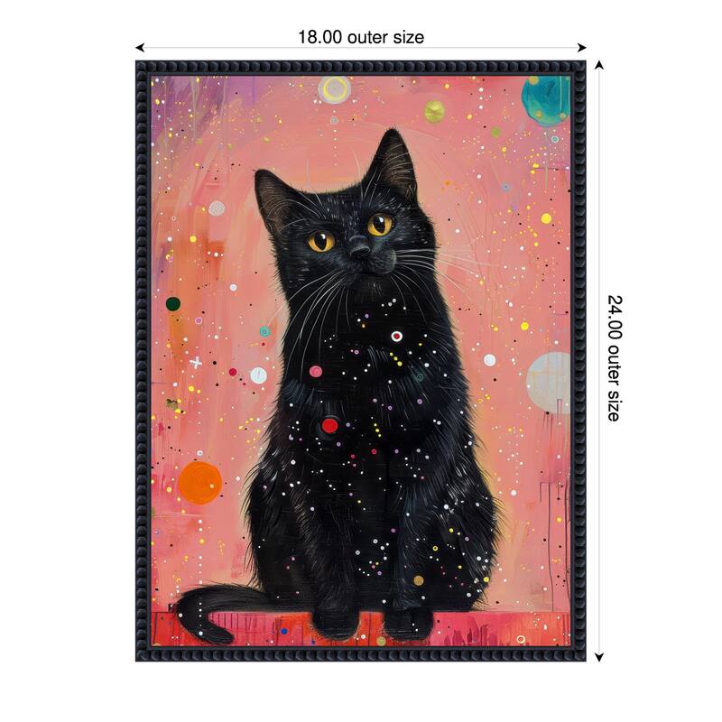 Candy Cat the Star Illustration by Justyna Jaszke Framed Canvas Wall Art - 18 x 24 in