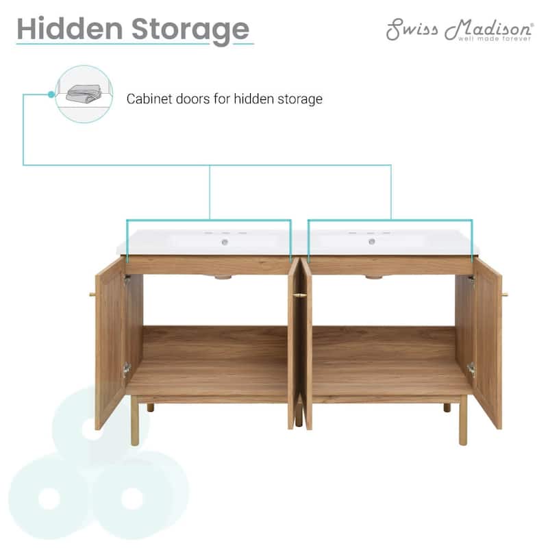 Swiss Madison SM-BV666D-3 Classe 59" Free Standing Double Basin Vanity