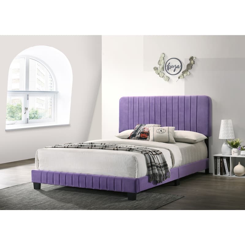 Purple Queen Bed with Bold Finish, Sturdy Frame and Spacious Design Perfect for Modern Bedrooms with Stylish Personality