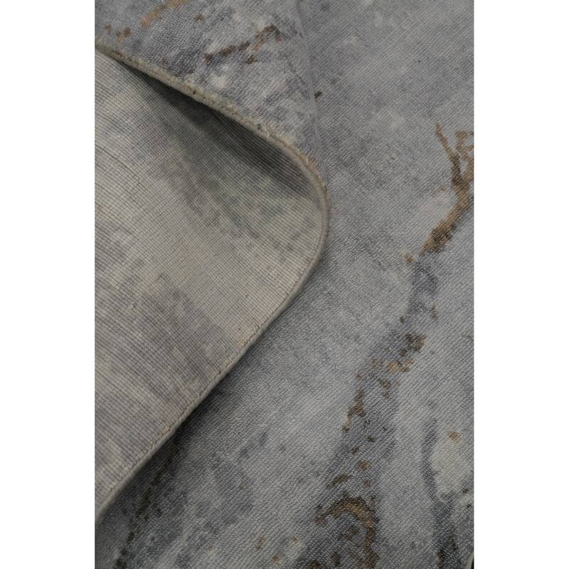 Hand-knotted Modern Silk Grey Abstract Oriental Area Rug - 7' 11'' X 4' 11''