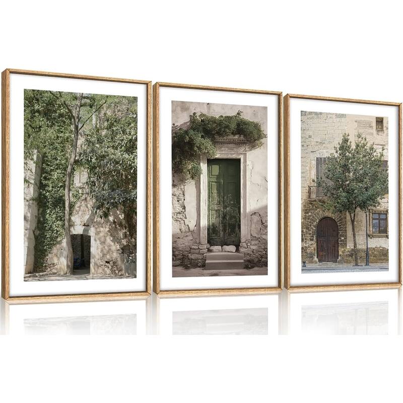 Vintage Italy City Landscape Framed Canvas Wall Art Set - 16 x 24