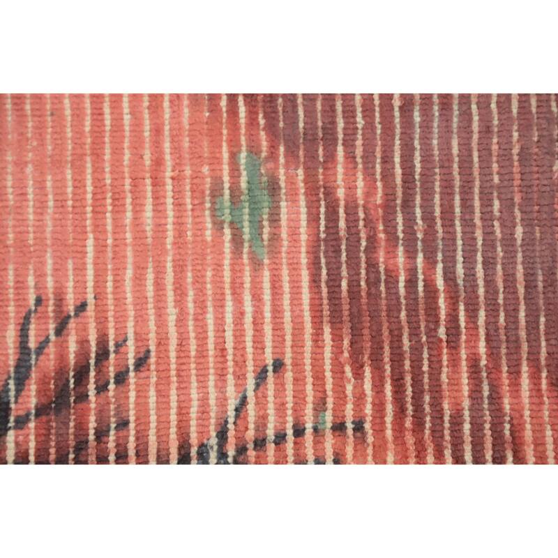 Hand Knotted Oriental Viscose Silk Carpet Modern Pictorial Multi-Colored Abstract Area Rug - 7' 8'' X 5' 6''