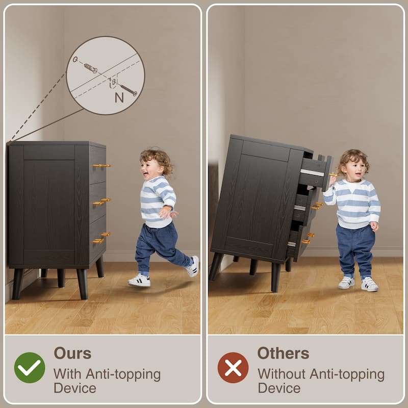 5/6/Chest of Drawers Dresser Modern Drawers with Metal Handles, Wood Storage Dresser for Bedroom, Living Room, Entryway