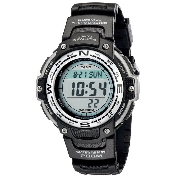 casio men's twin sensor watch blue accents