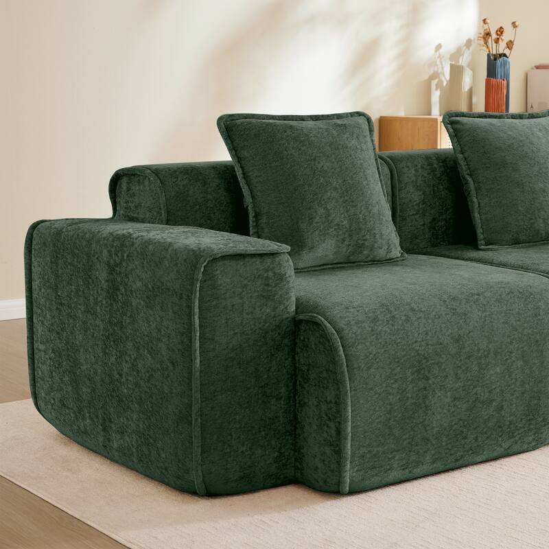 GDFStudio - Streamlined Velvet 2-Seater 78.74" Modular L-Shaped Sofa with Ottoman