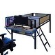 preview thumbnail 19 of 17, Twin Size Metal LED Loft Bed with Rectangular Desk and Storage Shelves