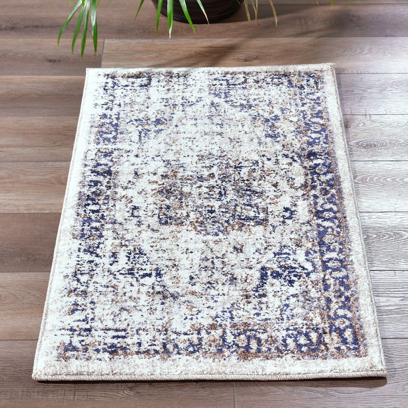 Milan Cream/Tribeige Polypropylene Area Rug - 2' x 3'