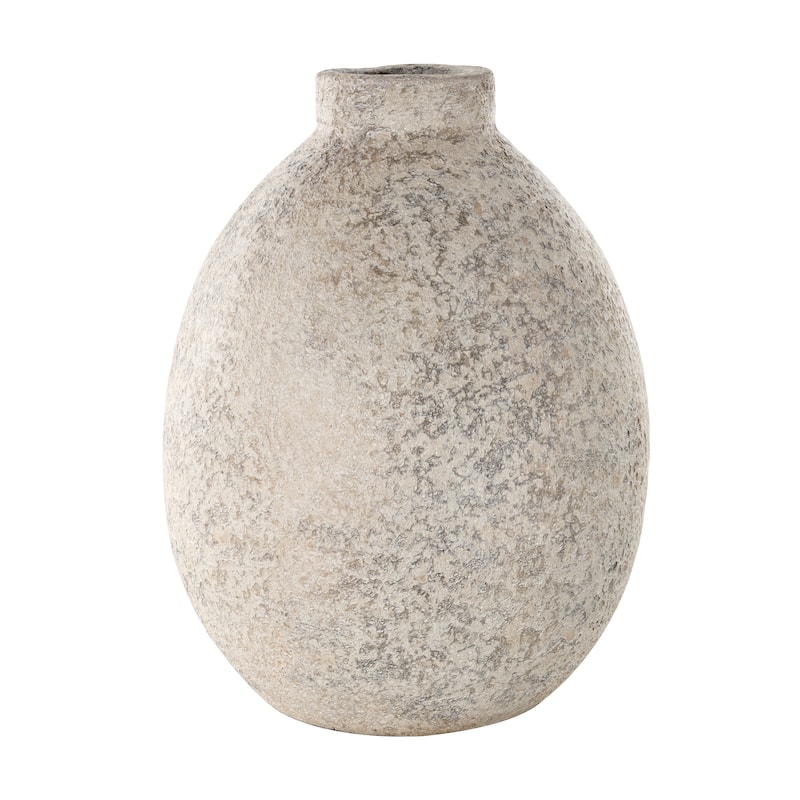 Beige Ceramic Handmade Antique Style Textured Decorative Vase