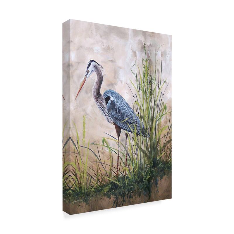 Jean Plout 'In The Reeds Blue Heron' Canvas Art