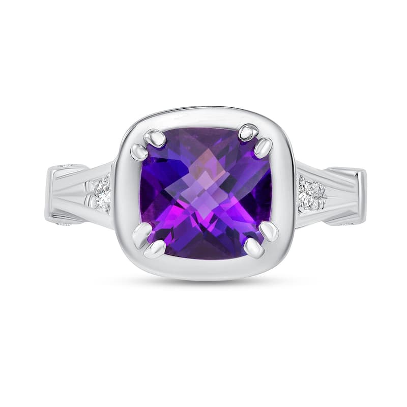 1.86 ct Amethyst and Diamond Ring in 14k White Gold