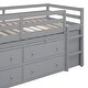 preview thumbnail 8 of 7, Gray Twin Size Wooden Loft Bed with Retractable Writing Desk and 4 Drawers, Lateral Portable Desk and Shelves