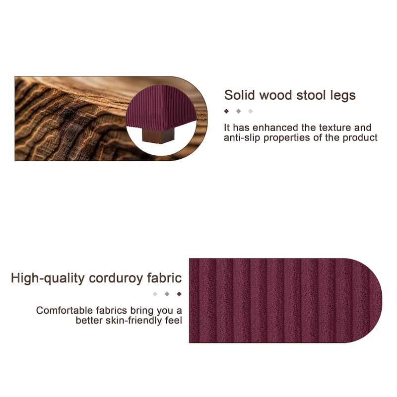 Modern Rectangle Oversized Stripe Corduroy Ottoman