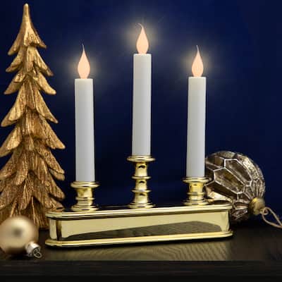 LED 3-Light Candolier Window Candle - 10" - White and Gold