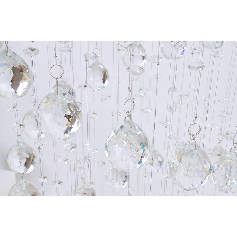 12-Light Chrome Chandelier With Clear Hanging Crystals